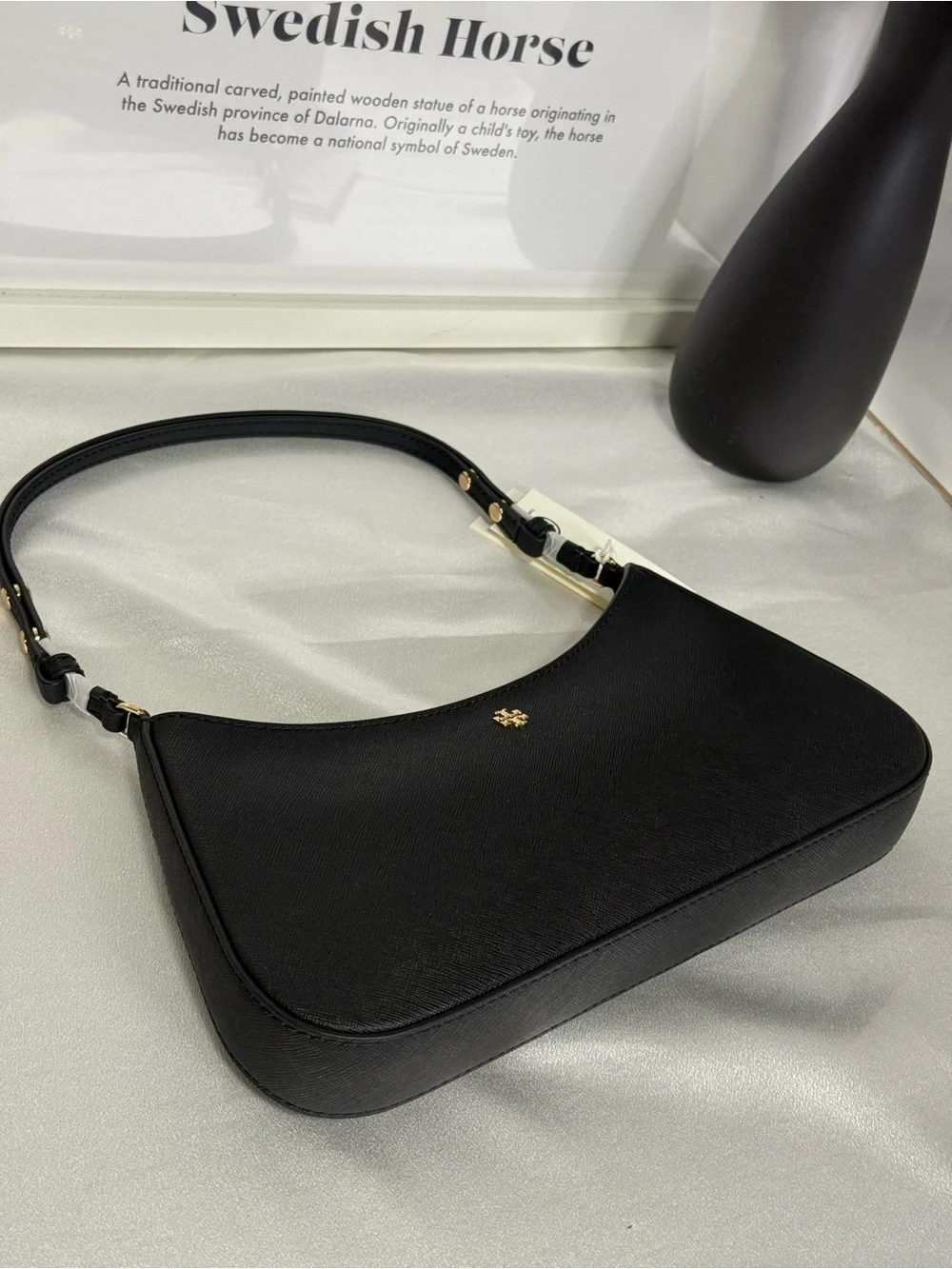 Tory Burch Black Shoulder Bag with Gold Logo